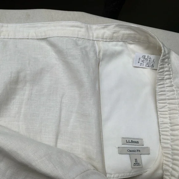 L.L. Bean Linen Classic Fit Straight Midi Skirt Size 18 Reg White A Line Basic - Picture 13 of 16